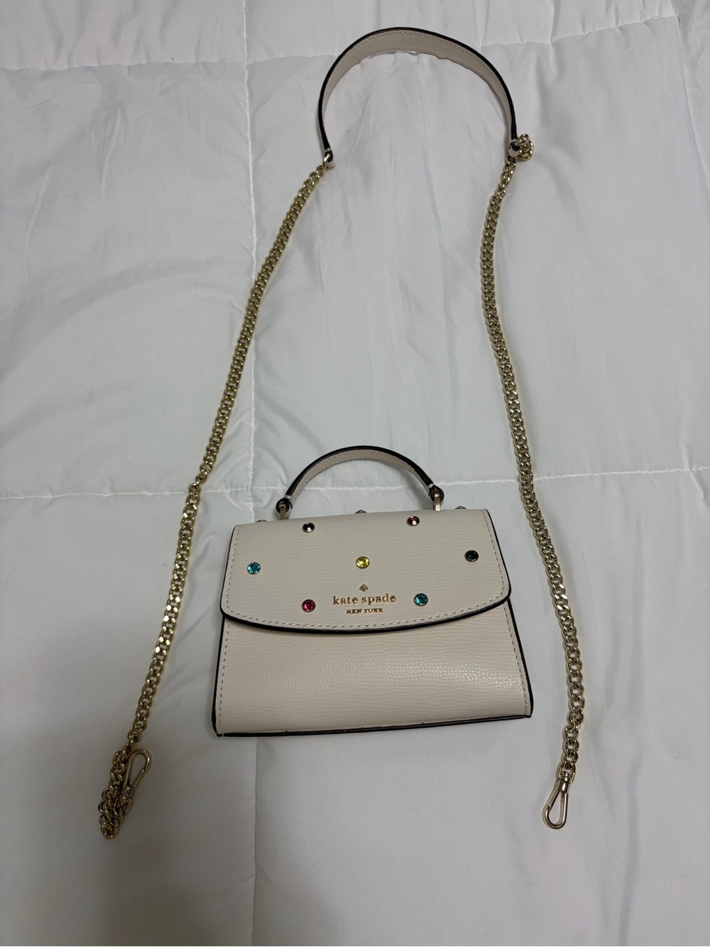 Limited edition kate spade cream mini top-handle bag with multicolor studs - Picture 5 of 6